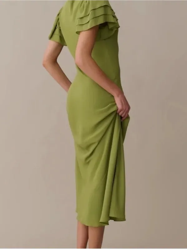NWT Few Moda Leonor Maxi Dress size Small S clover green flutter sleeve o.p.t - Image 2
