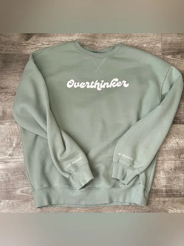 SEE THE WAY I SEE Overthinker Crewneck Sweater in Sage Green - Image 2