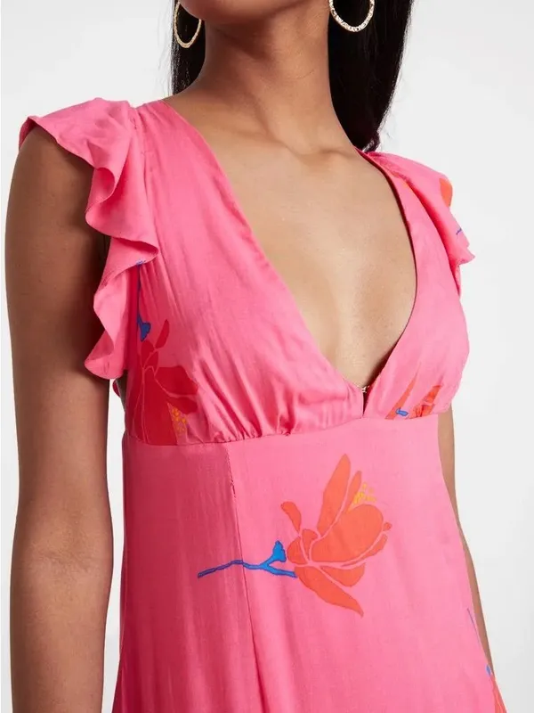 Free People She's a Waterfall Ruffled Maxi Dress - Hibiscus - Image 7