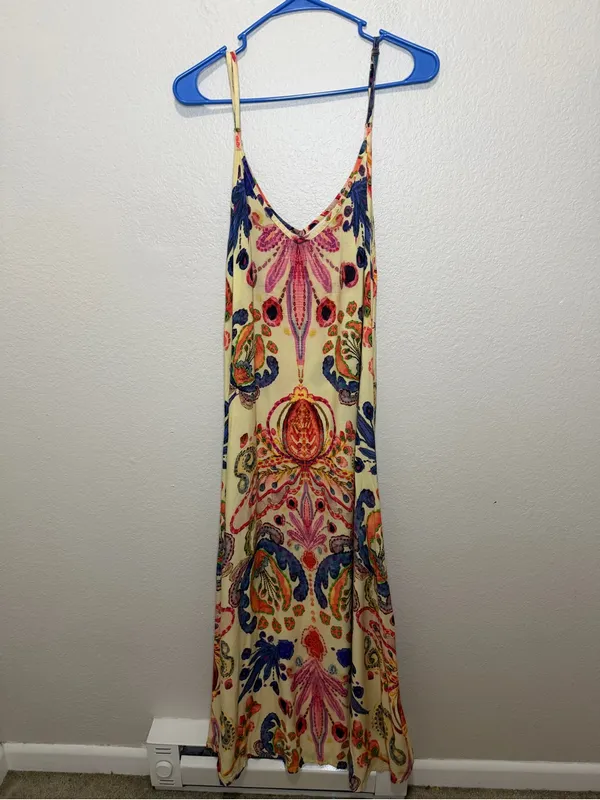 Natural Life Gracie Maxi Slip Dress Medium Boho Paisley Patchwork Rayon - Image 3