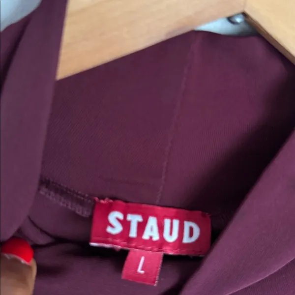 STAUD Portobella Side Ruch Midi Sheath Dress In Merlot Large - Image 5