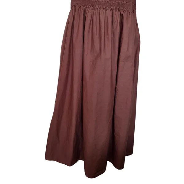 And Now This Brown Strapless Bandeau Shirred Body Midi Dress Sundress Size Large - Image 3
