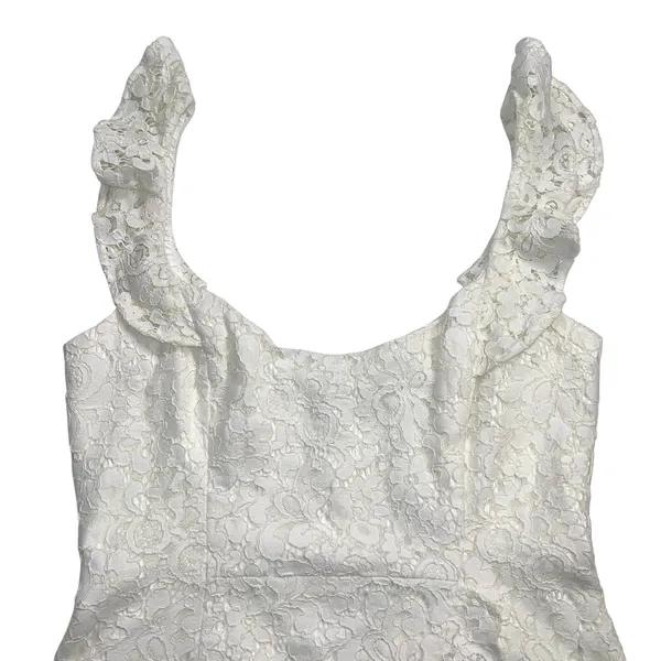 Bardot Adira Lace Mini Dress Orchid White Cream Ruffle Cocktail Party Sz M US 6 - Image 3