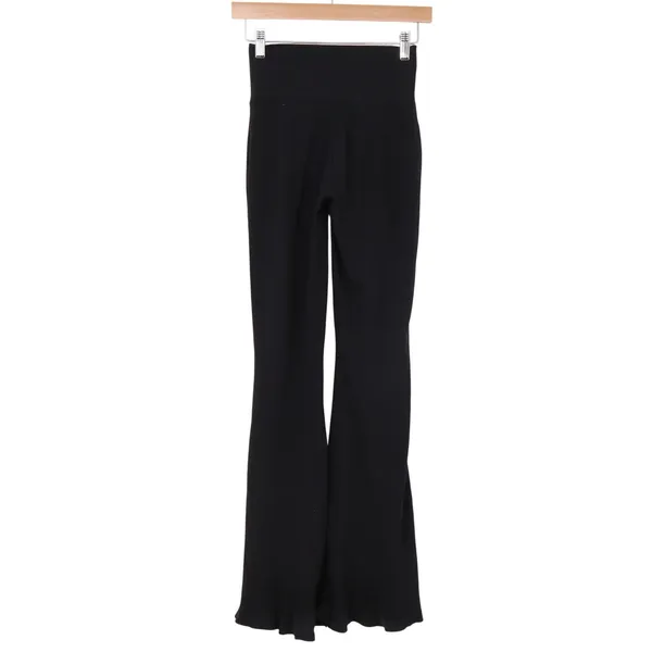 Unbranded Flare Pants Womens XS Black Crossover V-Waist High Rise Stretch Fair - Image 3