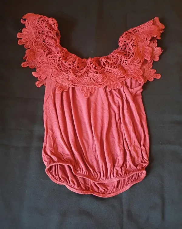 Red crochet top knit boho - Image 3