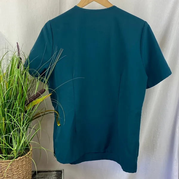 Figs Teal Blue Short Sleeve V Neck Scrub Medical Top L - Image 2