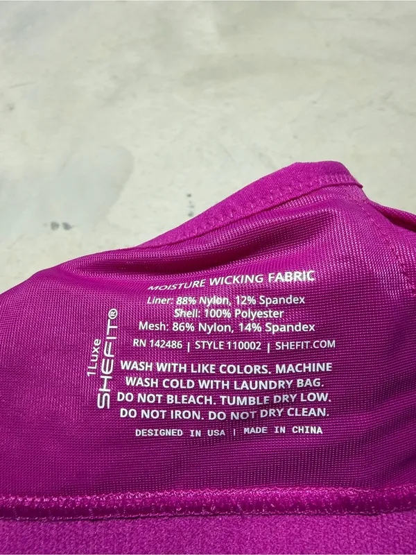 Shefit magenta pink front zip sports bra moisture wicking 1luxe - Image 5