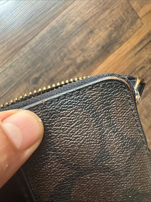 Coach Brown and Black Signature Canvas Wristlet with Leather Stripe - Image 9