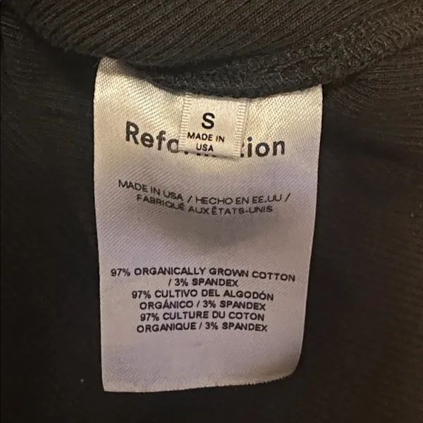 Reformation Black Cropped Ribbed Baby Tee Sz S - Image 5