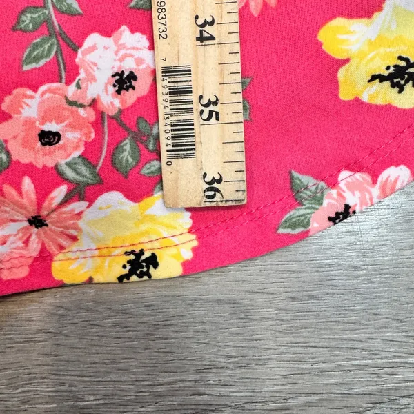 Bobbie Brooks‎ Pink Floral T-Shirt Dress Womens XL Short Sleeve Curved Hem - Image 5