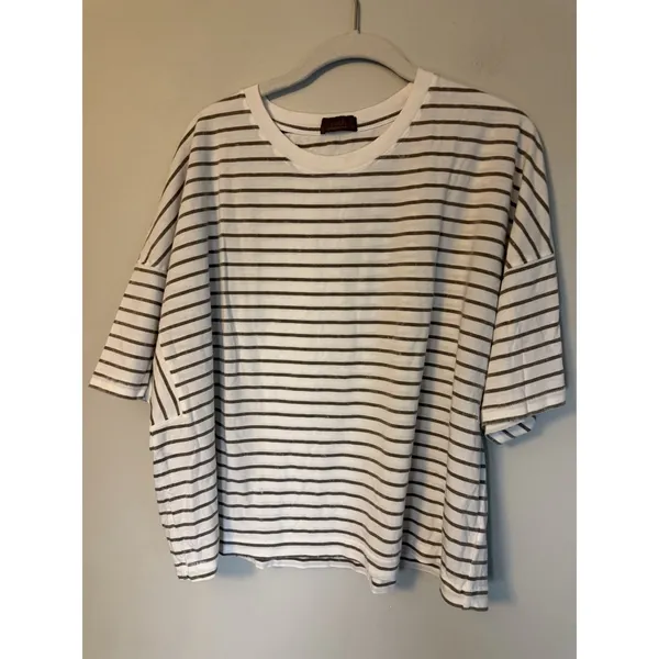 NUUDS Short Sleeve Stripe Boxy Tee Sz L NEW - Image 2