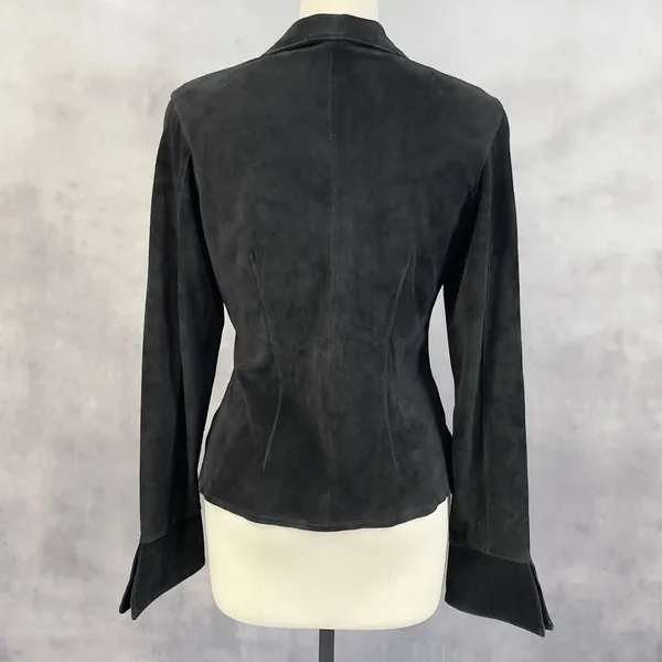 Vintage Westbury Leather Shirt Jacket Women M Black Suede Minimal Indie Edgy 90s - Image 2