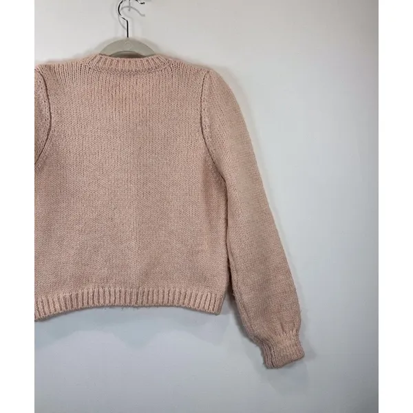 MANGO Womens Cardigan Pink Mathilda Alpaca Chunky Knit Sweater Grandma Small - Image 10