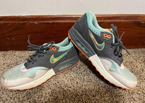 Nike Blue and Orange Athletic Shoes Air Max 1 - Image 5