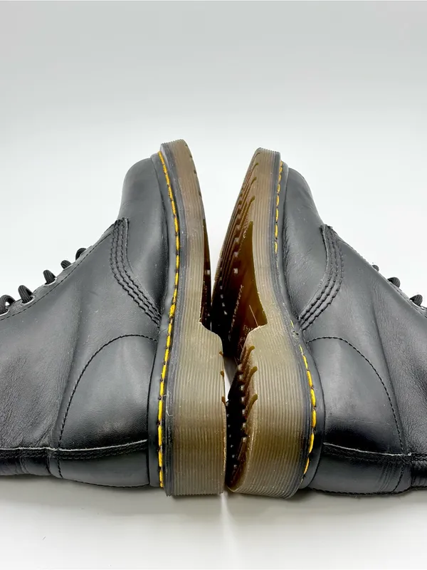 Dr. Martens Black Leather 8-Eye Lace-Up Boots with Yellow Stitching - Image 6