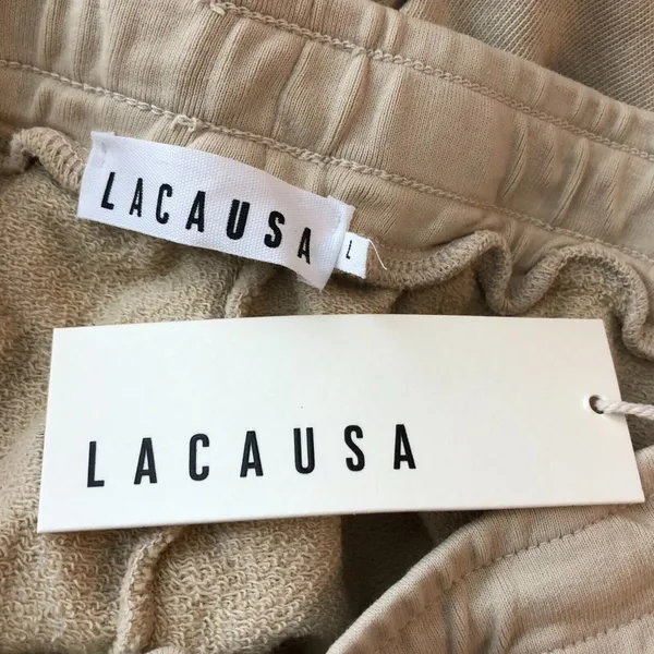 Lacausa Zephyr Shorts Sweatshort Lightweight Terry Organic Cotton Beige L - Image 5