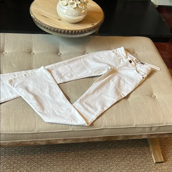 NWT Alice + Olivia Stacey Bell White BK Knee Seam Size 24 - Image 2