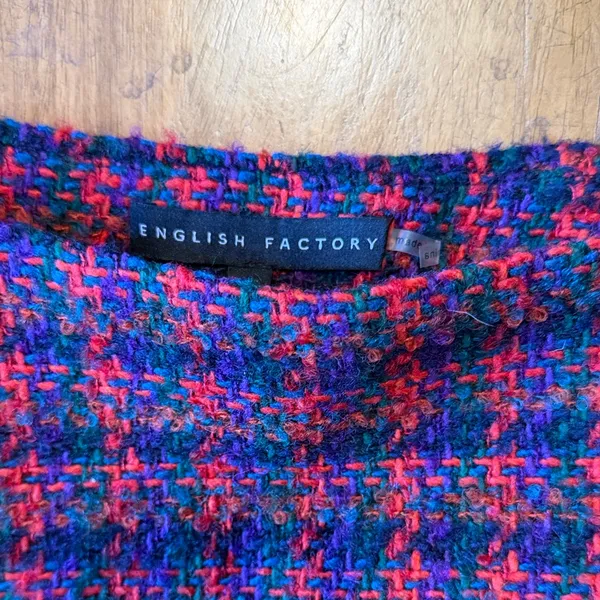 English Factory Red and Black Plaid Mini Skirt - Image 2