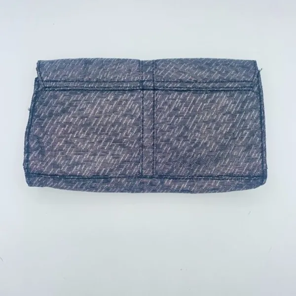 Lancome Silver Metallic Woven Fold-Over Magnetic Snap Button Clutch Wallet Purse - Image 8