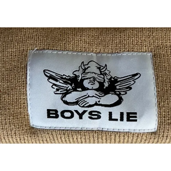 Boys Lie Angel Logo Beanie Tan Cuffed‎ Knit Hat One Size Streetwear Y2K - Image 2