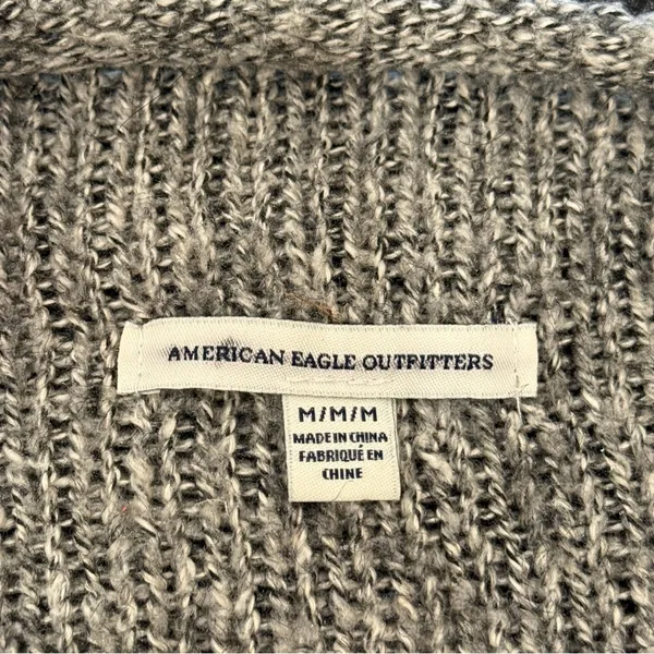 Size Medium American Eagle Gray Roll Neck Knit Sweater - Image 4