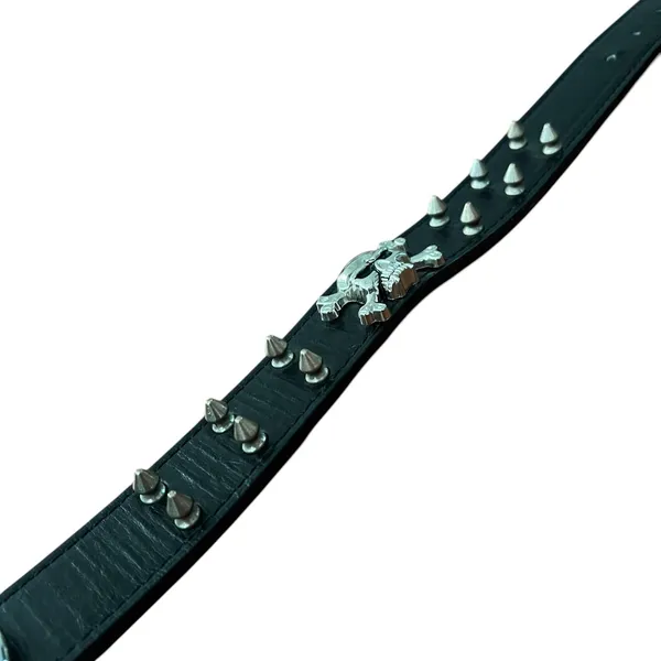 Source Unknown Black Faux Leather Skull Spiked Choker Collar Necklace Gothic Punk Biker 20 In - Image 8