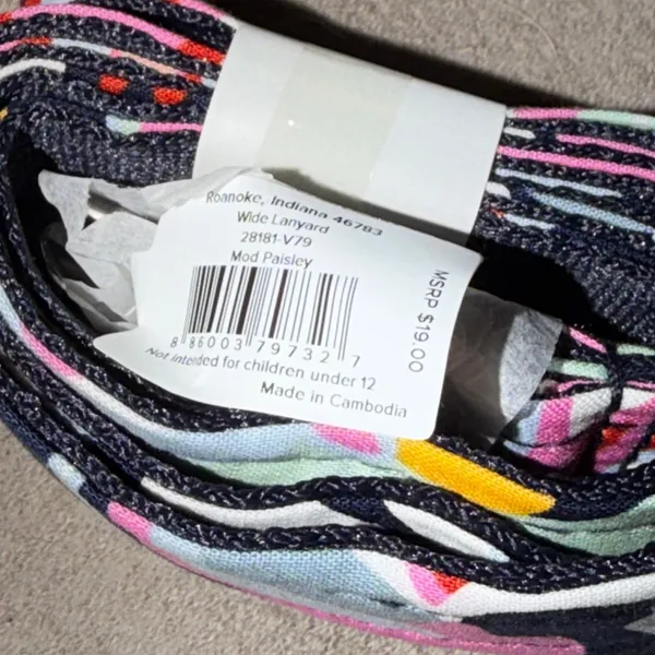 Vera Bradley Wide Lanyard Mod Paisley Cotton Keychain ID Holder 28181-V79 NEW - Image 3