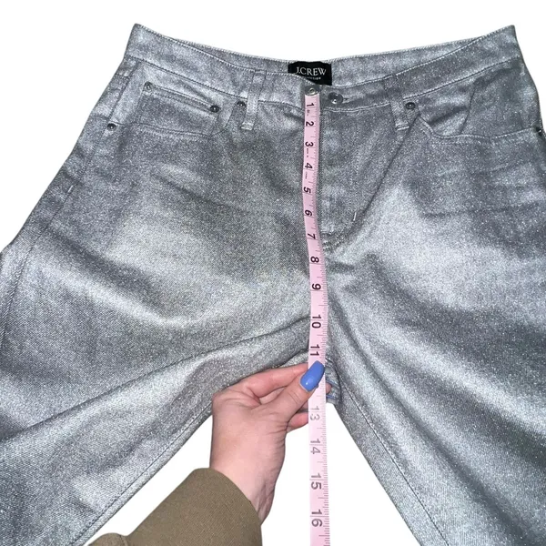 J.Crew Collection‎ Women's Straight Slouchy Jean Metallic Silver Size 28 BT619 - Image 7