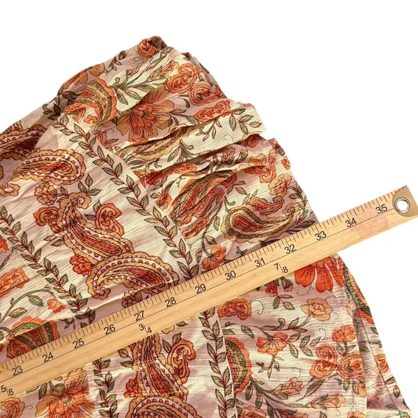 BOHO Paisley Babydoll Mini‎ Dress Size XS Orange Ruffle Festival Western Cottage - Image 12