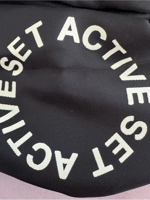 SET Active x Revolve Black Fanny pack belt bag with White Logo Circle, size 13x6 - Image 2