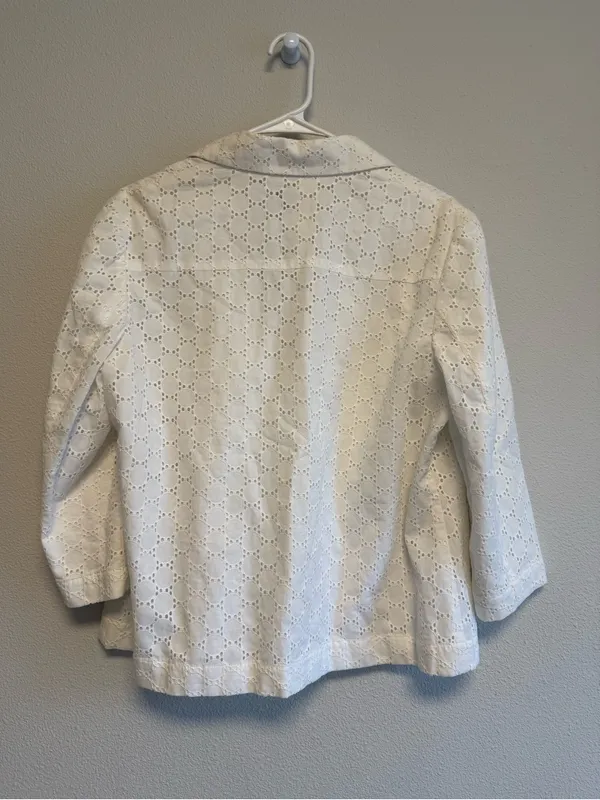 Vintage Pendleton White Cotton Eyelet Blazer Jacket - Image 7