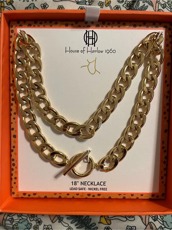 House of Harlow 1960 Gold Double-Row Chunky Chain Necklace - Image 5