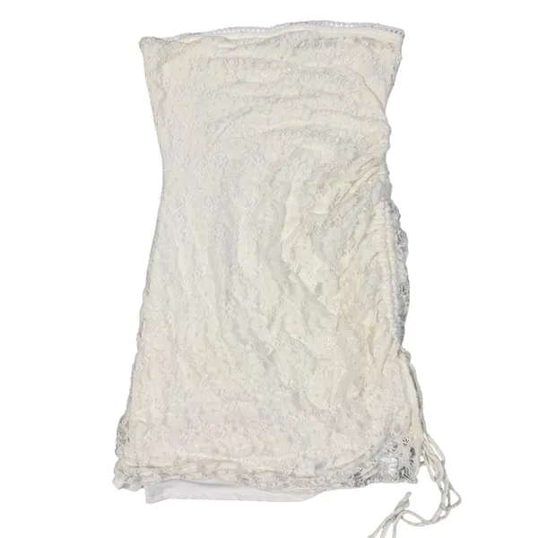 ace Tube Dress Womens Small White Ruched Strapless Bodycon Mini - Image 14