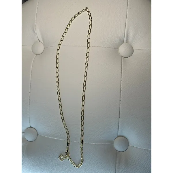 Kendra Scott Gold Tone Paperclip‎ Chain Necklace with Logo Charm and Dust Bag - Image 2