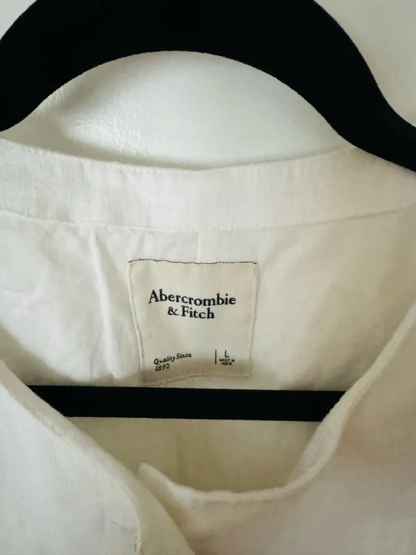 white A&F Mara linen-blend mini dress - Image 4