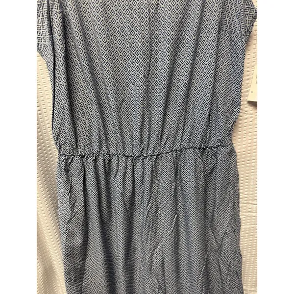 Old Navy Women's Blue White Geometric Spaghetti Strap Dress Cinched SZ‎ Med NWT - Image 4