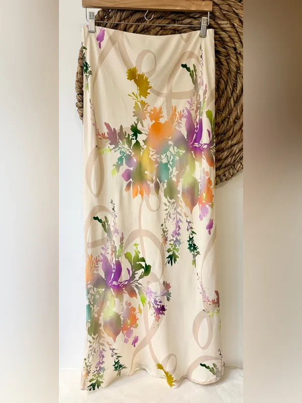 Nwt Anthropologie The Tilda Maxi Slip Skirt Pearl/Nacr Sz Medium - Image 3