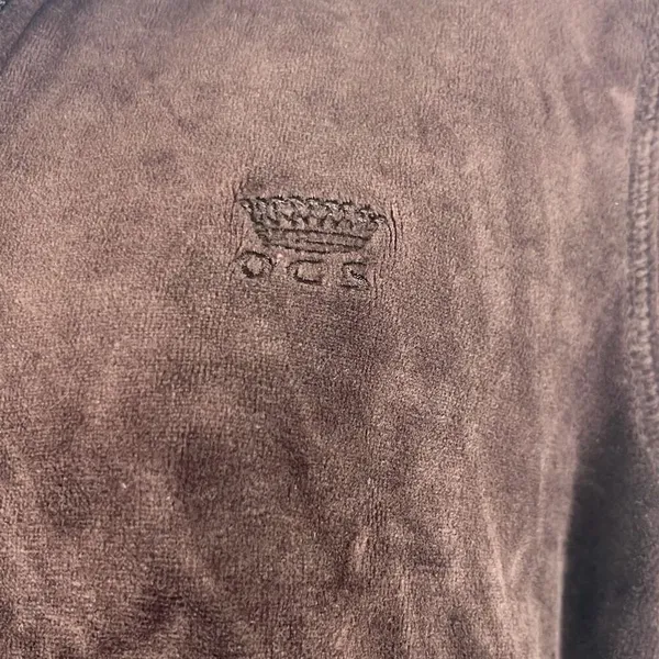 Oleg Cassini Sport Small Full Zip Front‎ Jacket Brown Velour Pockets Y2K Active - Image 4