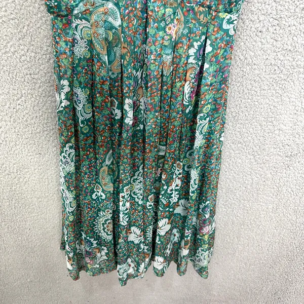 Floral Print Dress Green Sleeveless Sundress Summer Casual Party‎ - Image 4