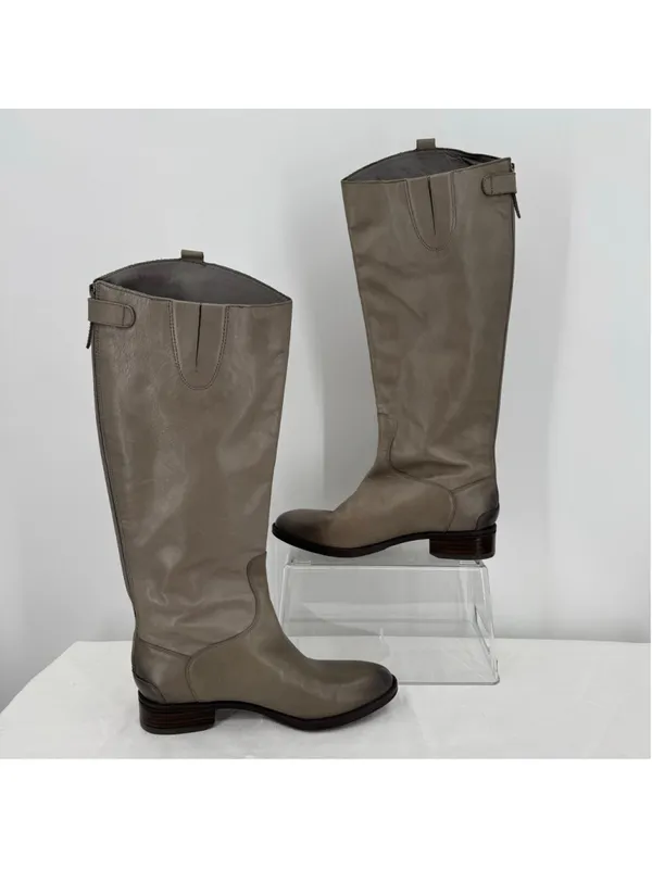 Sam Edelman Gray Penny Riding Boots Genuine Leather Equestrian Size 37.5/7 - Image 2