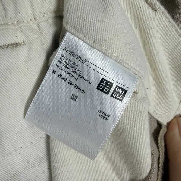 Uniqlo Size-M Womens Tapered Trousers Pants Linen Cotton Slash Pocket - Image 8
