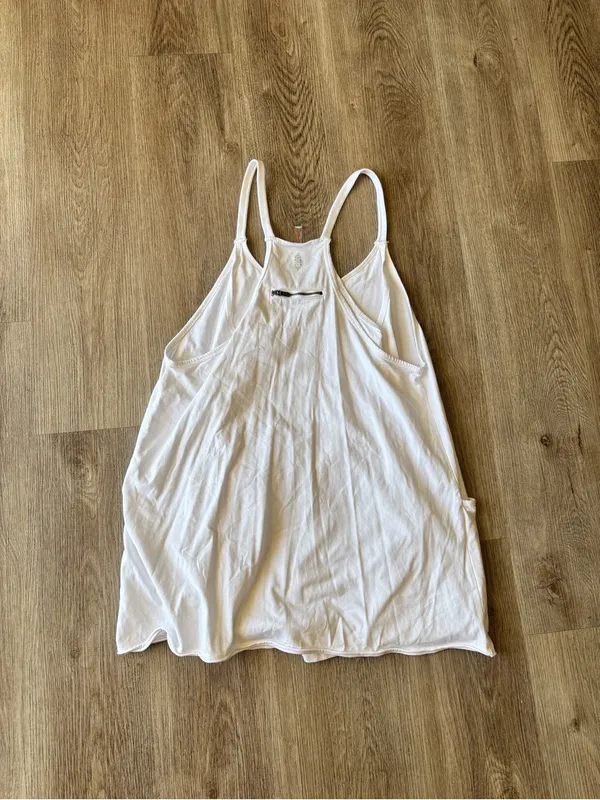 Free People Movement Hot Shot Mini Dress Womens Medium White Racerback Pockets - Image 5
