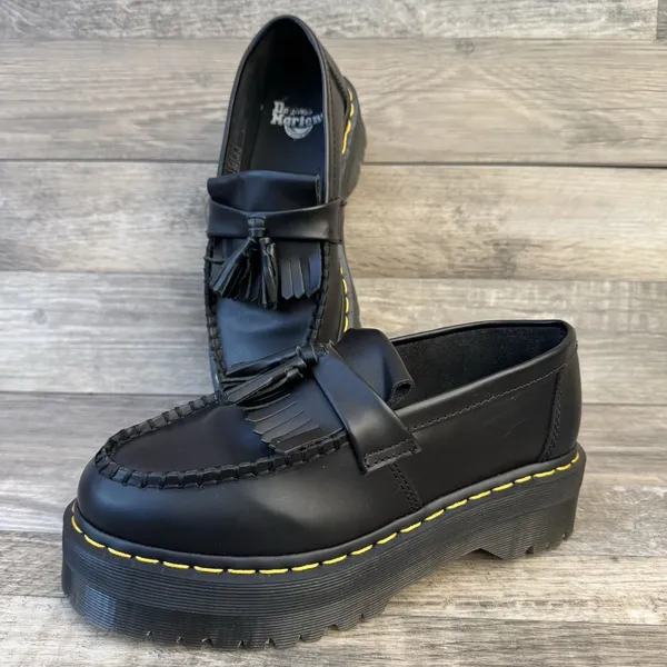 Dr. Martens Adrian Quad Tassel Loafer Black Leather Women 8, 7 Men EU 39 NEW - Image 2