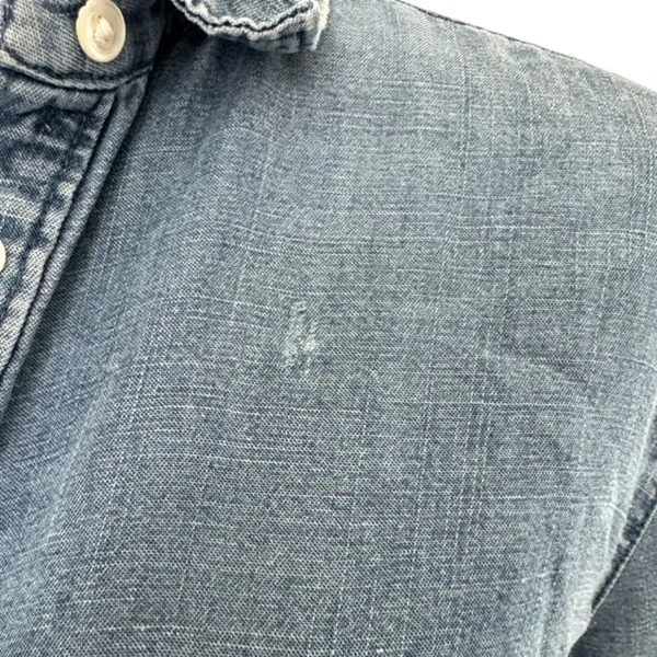 Ann Taylor LOFT Women’s Size M Blue Chambray Denim Button Down Shirt Collared To - Image 2