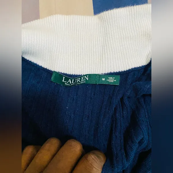 Ralph Lauren Navy and White Knit Top - Image 4