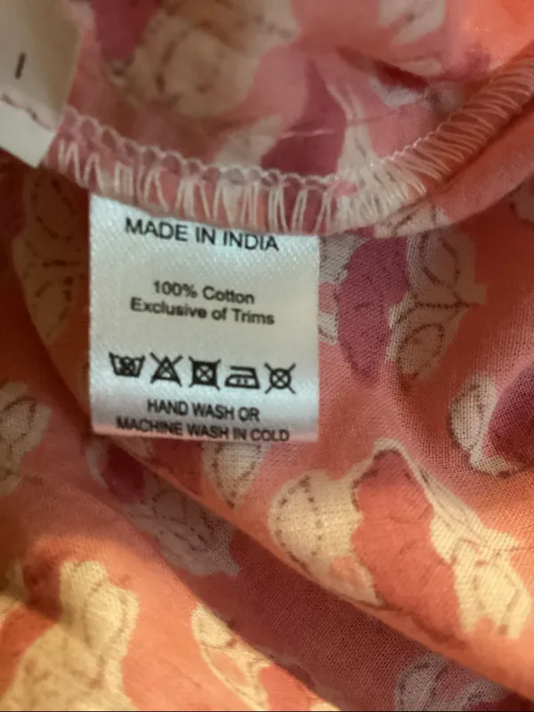Marea Pink Floral Block Print Cotton Blouse size medium - Image 8