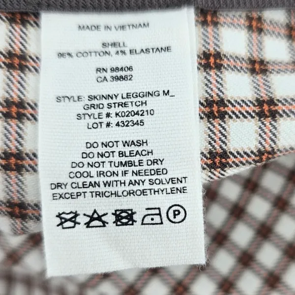 Theory Pants Womens 16 Skinny Legging M Grid Stretch Brown Gingham EUC - Image 5