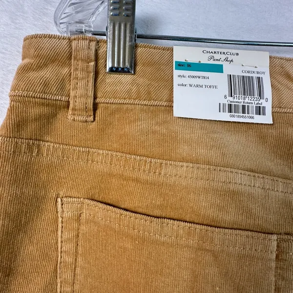 Charter Club Classic Fit Corduroy Pants Warm Tan Toffe Straight Leg 16 - Image 6