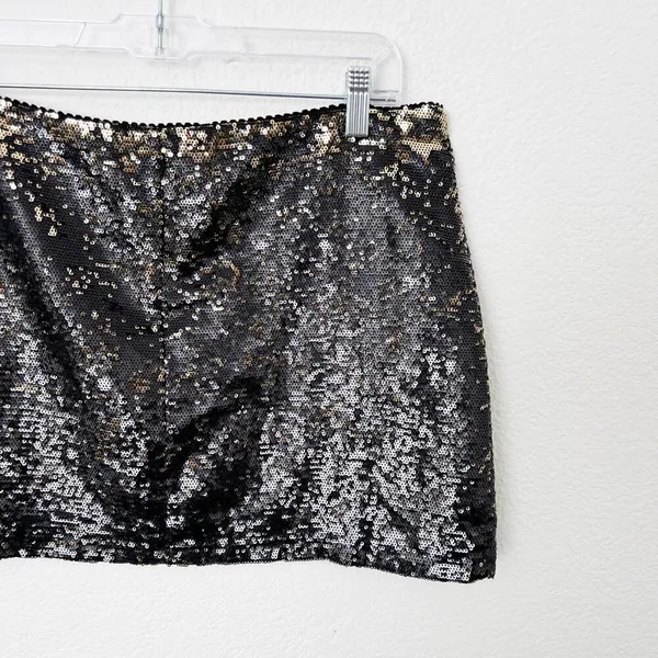 [Vintage] Forever 21 Black Gold Sequined Low Rise Mini Skirt Y2K 90s Sz Large L - Image 3