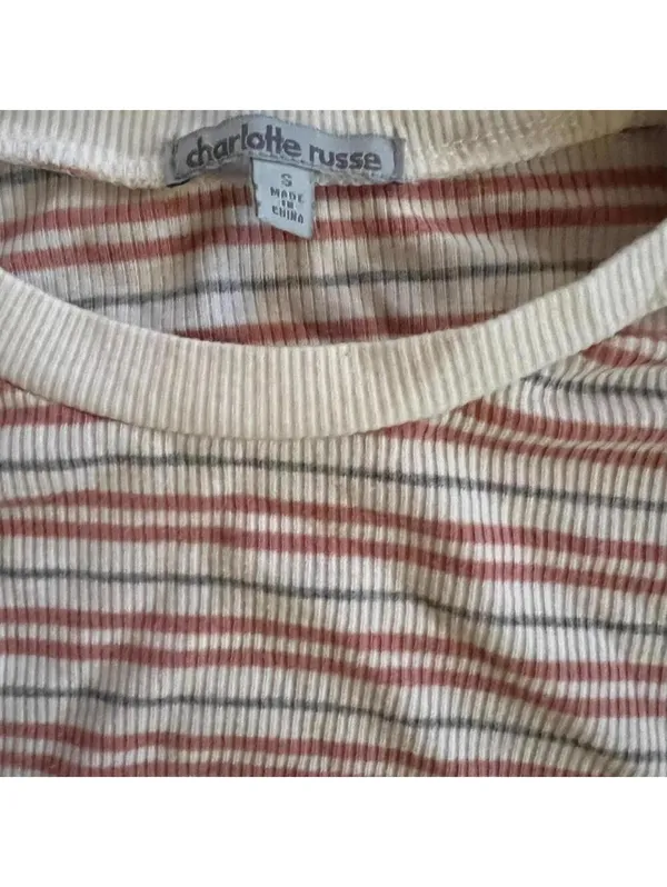 Charlotte Russe Vintage Y2K striped long sleeve baby tee fairycore coquette top Size Small 💗 - Image 6
